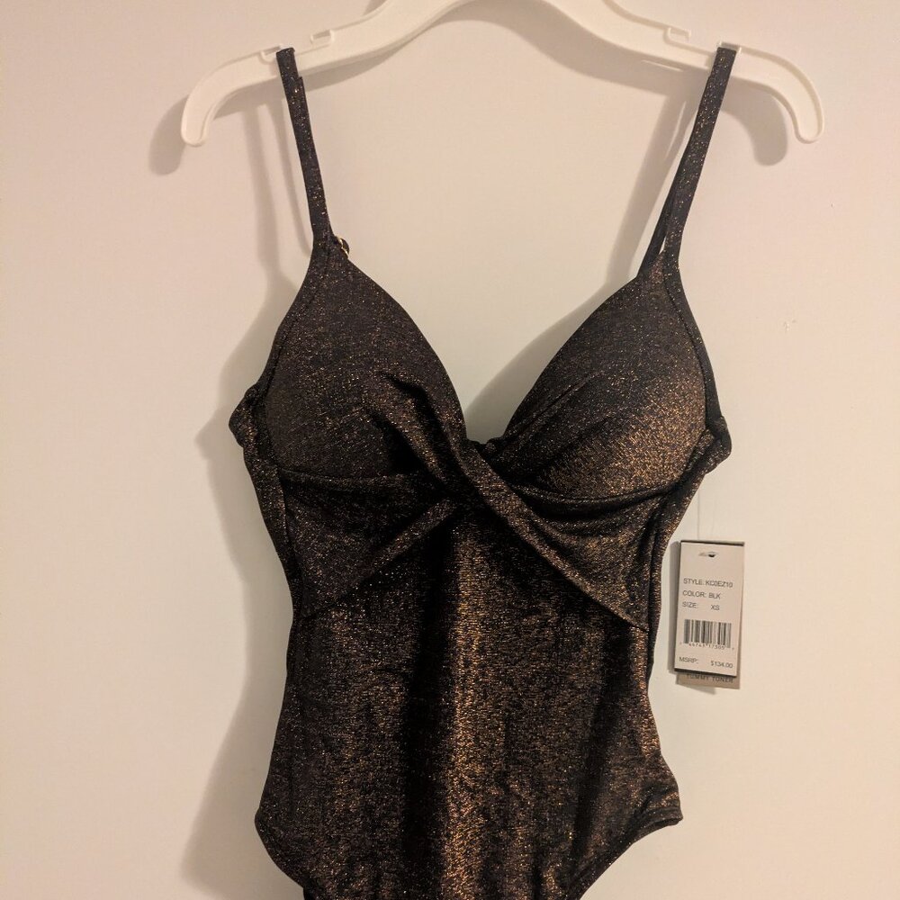 One piece metallic swim suit